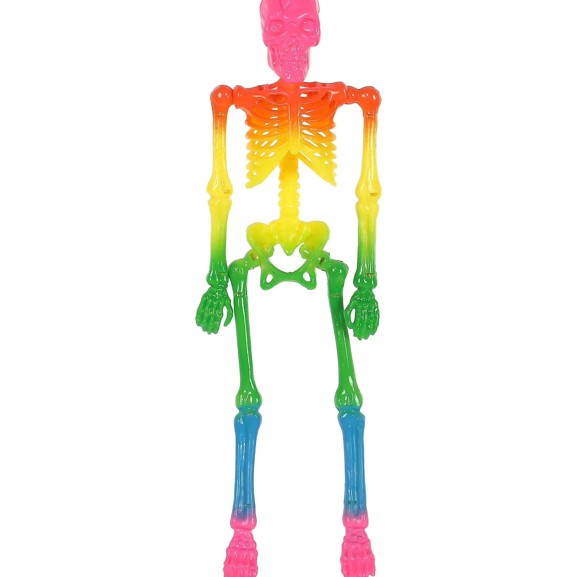 Party City Skeletons|Mini Rainbow Poseable Plastic Hanging Skeleton, 8In