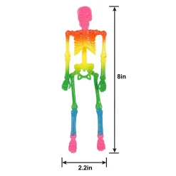 Party City Skeletons|Mini Rainbow Poseable Plastic Hanging Skeleton, 8In