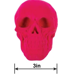 Party City Window & Wall Décor|Neon Pink Black Light Reactive Flocked Skull Decoration, 3.46In