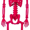Party City Window & Wall Décor|Neon Pink Black Light Reactive Flocked Skeleton Hanging Decoration, 36In