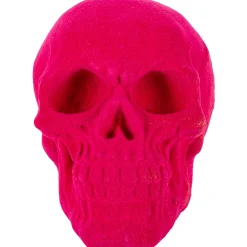 Party City Boneyard Glam|Neon Pink Black Light Reactive Flocked Skull Decoration, 3.46In