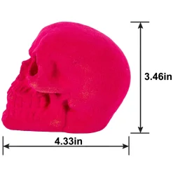 Party City Boneyard Glam|Neon Pink Black Light Reactive Flocked Skull Decoration, 3.46In