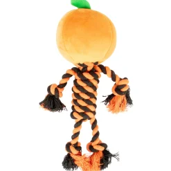 Party City Dog & Pet Costumes-Orange & Black Pumpkin Rope Dog Toy