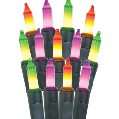 Party City Strobe Lights & Black Lights|Orange, Purple, & Green Frosted Incandescent String Lights, 100 Bulbs, 21Ft