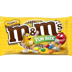 M&Ms Bulk Candy-Peanut M&M's Milk Chocolate Candies Fun Size Pouches Bag, 16Pc