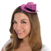 Party City Hats-Pink Glitter Mini Cowboy Hat Hot Pink