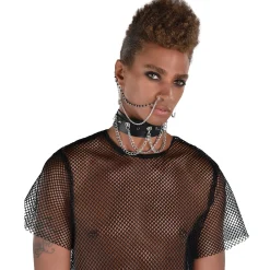 Party City Jewelry-Punk Jewelry Set, 3Pc - Safety Pin Earrings & Nose To Ear Chain