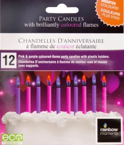 Party City Baking Supplies-Purple Colored Flame Candles 12Ct Pink