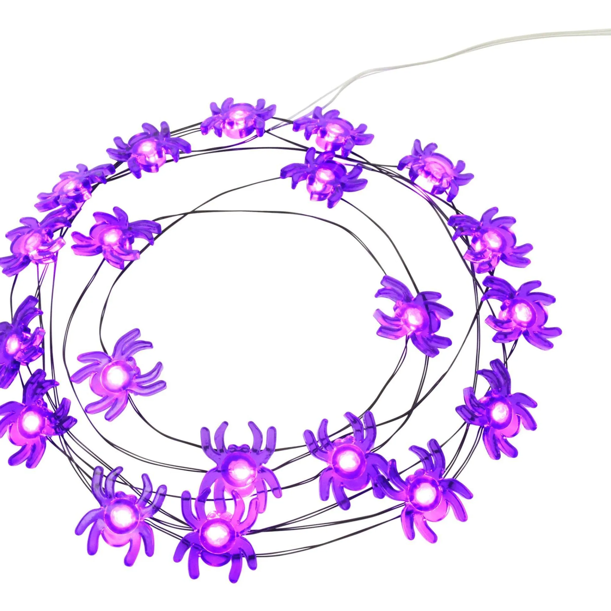 Party City Spiders & Webbing|Purple Spider Halloween Led Plastic String Lights, 20 Bulbs, 6.3Ft