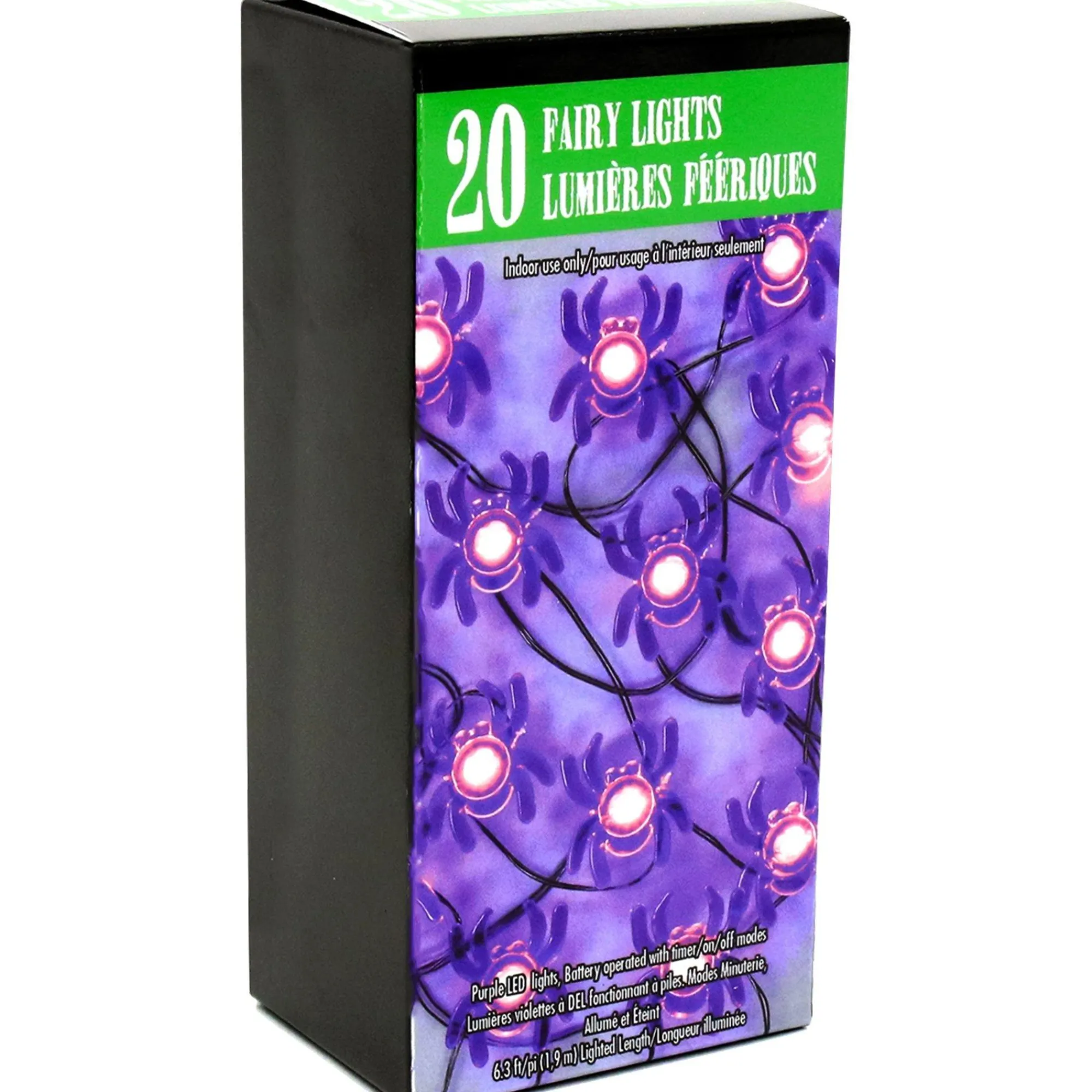 Party City Spiders & Webbing|Purple Spider Halloween Led Plastic String Lights, 20 Bulbs, 6.3Ft