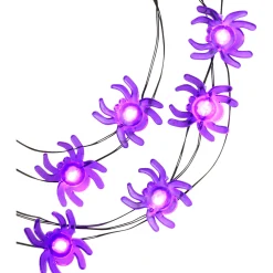 Party City Spiderweb Night|Purple Spider Halloween Led Plastic String Lights, 20 Bulbs, 6.3Ft