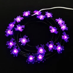 Party City Spiderweb Night|Purple Spider Halloween Led Plastic String Lights, 20 Bulbs, 6.3Ft