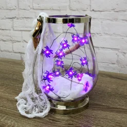 Party City Spiderweb Night|Purple Spider Halloween Led Plastic String Lights, 20 Bulbs, 6.3Ft