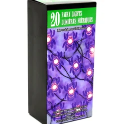 Party City Spiderweb Night|Purple Spider Halloween Led Plastic String Lights, 20 Bulbs, 6.3Ft