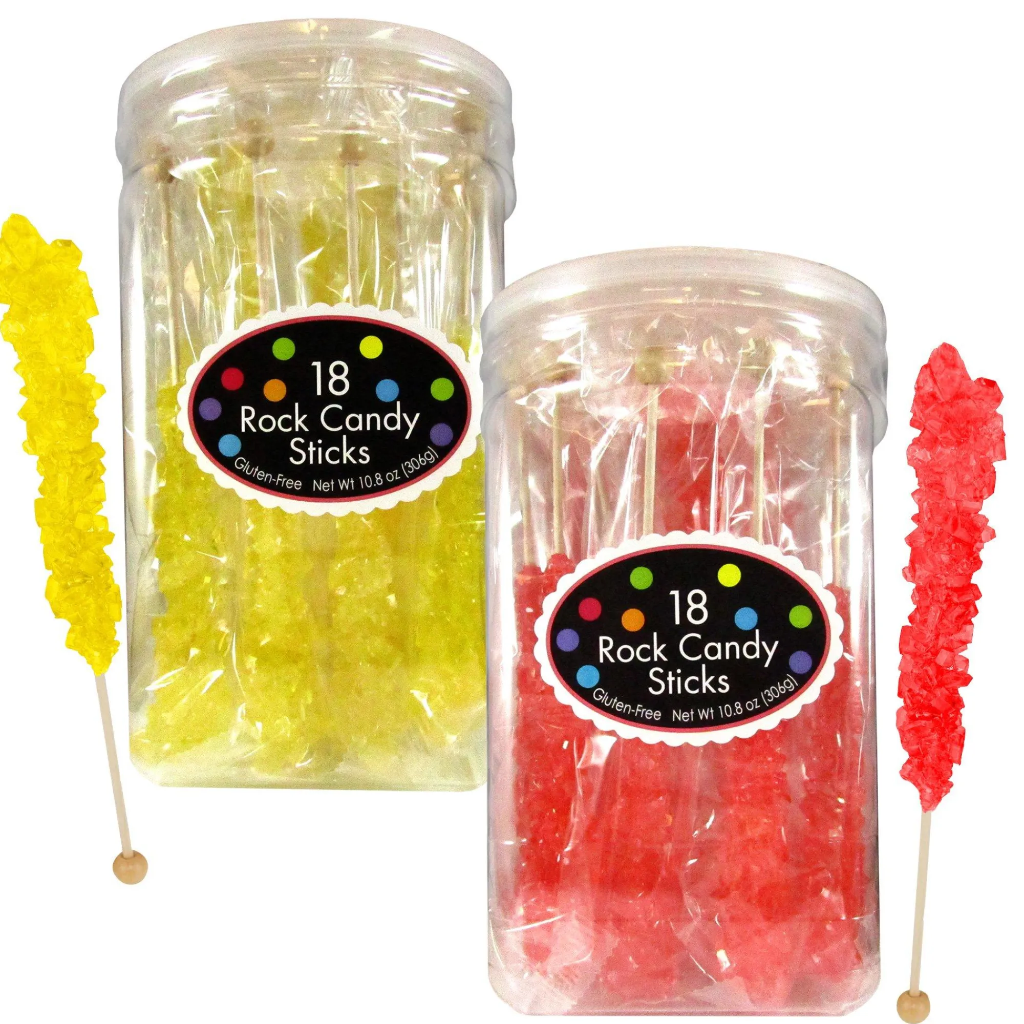 Party City Candy Buffet By Color-Red & Yellow Team Colors Rock Candy Sticks, 36Ct - Cherry & Lemon