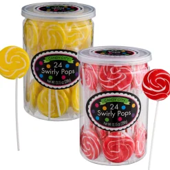 Party City Candy Buffet By Color-Red & Yellow Team Colors Swirly Lollipops, 48Ct - Cherry & Lemon