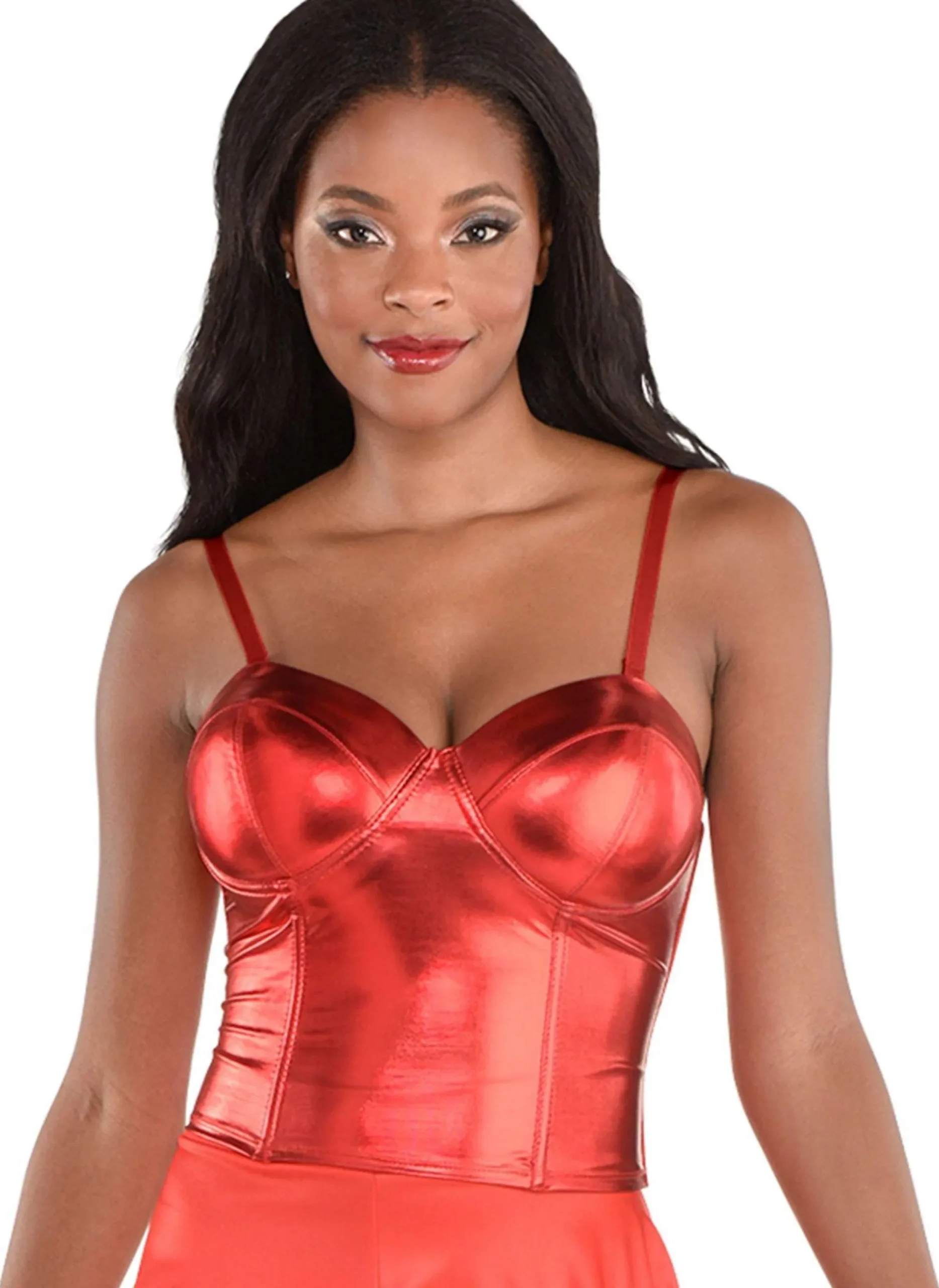 Party City Corsets-Red Sleek Corset For Adults With Removable Straps