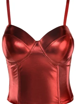 Party City Corsets-Red Sleek Corset For Adults With Removable Straps