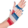 Party City Gloves-Red, White & Blue Fishnet Glovelettes