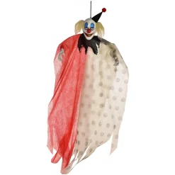 Party City Creepy Carnival|Scary Red & White Polka Dot Clown Fabric & Plastic Hanging Decoration, 48In
