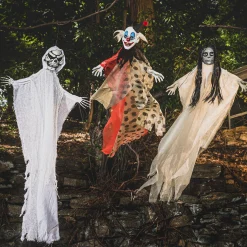 Party City Creepy Carnival|Scary Red & White Polka Dot Clown Fabric & Plastic Hanging Decoration, 48In