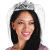Party City Tiaras, Crowns-Silver Rhinestone Heart Tiara With Veil