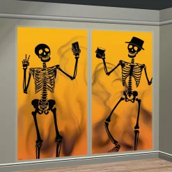 Party City Window & Wall Décor|Skeleton Party Window Silhouette Plastic Scene Setters, 33In X 65In, 2Pc