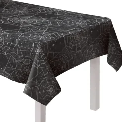 Party City Table Décor & Centerpieces|Spiderweb Night Flannel-Backed Vinyl Tablecloth, 54In X 108In