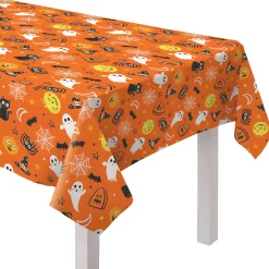 Party City Spooky Friends|Spooky Friends Halloween Flannel-Backed Vinyl Tablecloth, 52In X 90In