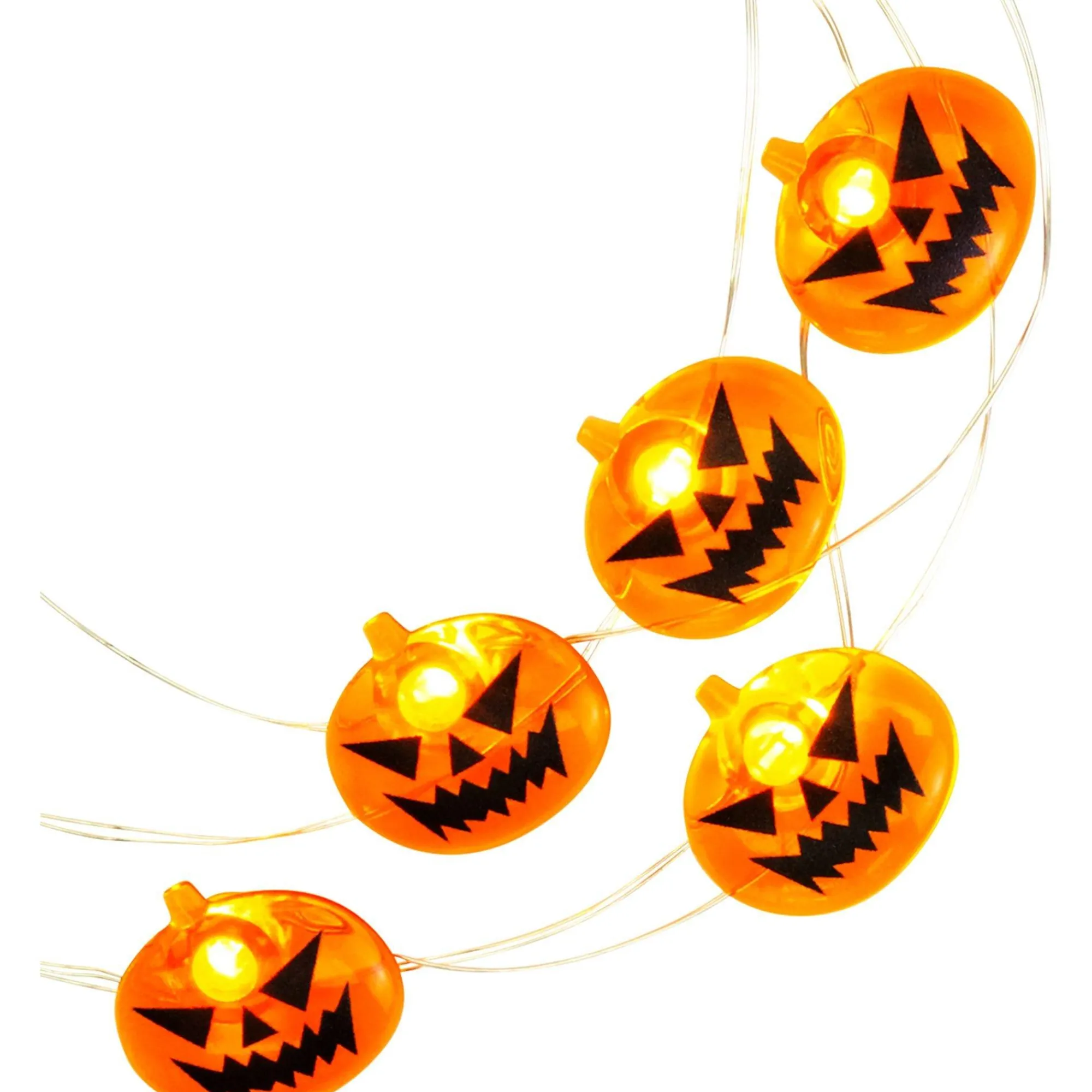 Party City Strobe Lights & Black Lights|Spooky Jack-O'-Lantern Halloween Led Plastic String Lights, 20 Bulbs, 6.3Ft
