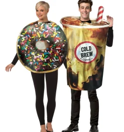 Women Party City Funny|Sprinkle Donut & Cold Brew Coffee Couples Costumes For Adults