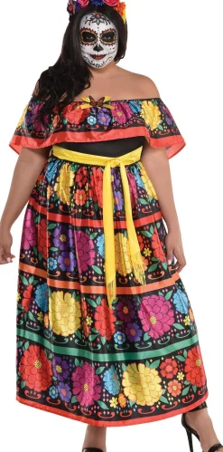 Women Party City Scary|Sugar Skull Beauty Plus Size Costume For Adults - Day Of The Dead