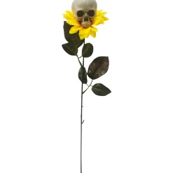 Party City Table Décor & Centerpieces|Sunflower With Skull Plastic & Fabric Prop, 3.5In X 16.9In