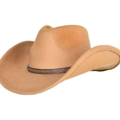 Party City Cowboy-Tan Cowboy Hat With Faux Leather Trim, One Size