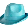 Party City Hats-Turquoise Fedora Caribbean Blue
