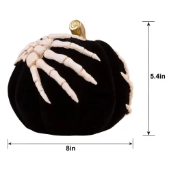 Party City Boneyard Glam|Velvet Skeleton Resin & Stone Pumpkin, 5.4In