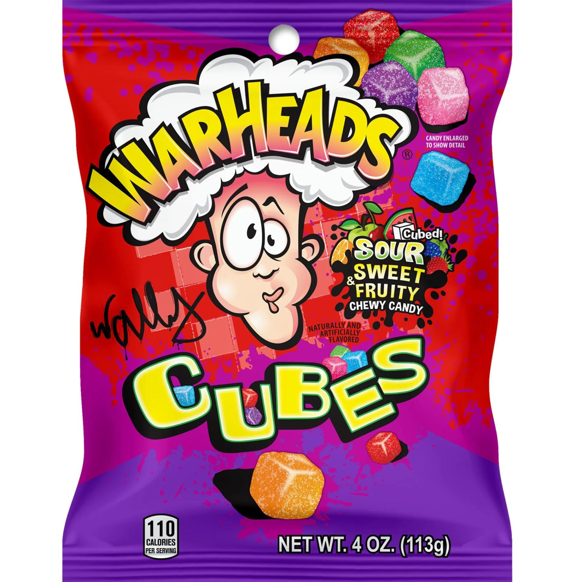 Warheads Bulk Candy- Cubes, 4Oz - Orange, Watermelon, Blue Raspberry, Black Cherry, Strawberry & Green Apple